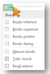 Gestire su foglio Excel un conto: menu dei bordi e costruzione della griglia