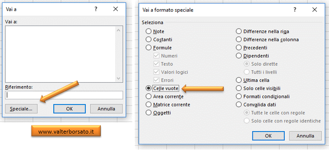 Come cancellare righe parzialmente o completamente vuote dalle tabelle Excel