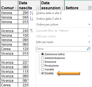 Rimuovere righe vuote dal Foglio di lavoro di Excel | Applicare filtri per selezionare celle vuote