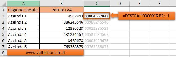 Ricostruire gli zeri mancanti nei codici attraverso la Funzione DESTRA