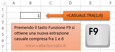 GIOCARE con EXCEL: La Funzione CASUALE.TRA per simulare un lancio di dadi