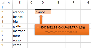 Excel sorteggiare valori | Utilizzare la Funzione INDICE e la Funzione CASUALE.TRA