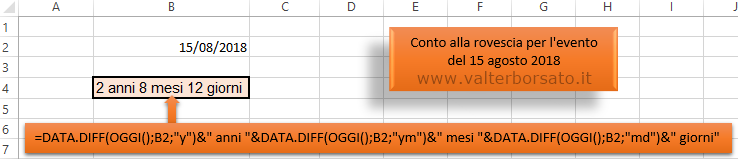 Exccel la Funzione DATA.DIFF | Applicare e nidificare  la Funzione DATA.DIFF