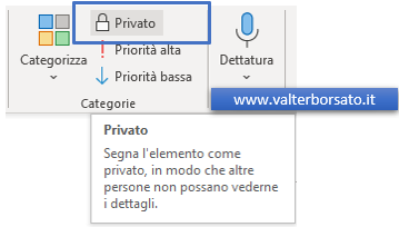 Appuntamenti di Outlook: definire un appuntamento come privato