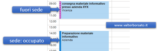 Appuntamenti di Outlook: appuntamenti visualizzati sul calendario
