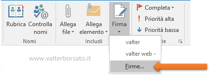 Creare una firma da aggiungere ai messaggi di posta elettronica di Outlook | inserisci Firma