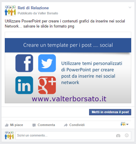 Creare Post per i Social Network con PowerPoint | Pubblicare l'immagine sui Social Network