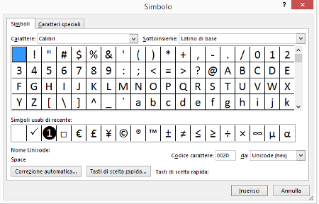 Word: inserire simboli e caratteri speciali | Finestra di dialogo simbolo