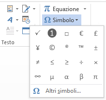 Word: inserire simboli e caratteri speciali | Menu Inserisci simbolo