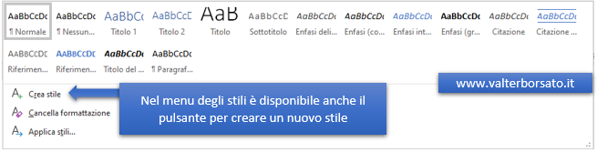 Applicare gli stili di Word: Raccolta Stili