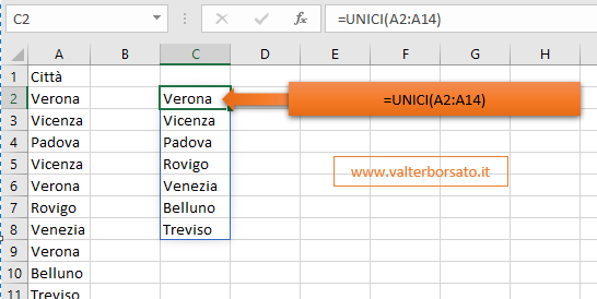 Matrici Dinamiche: La Funzione UNICI di Excel - Applicare la Funzione UNICI