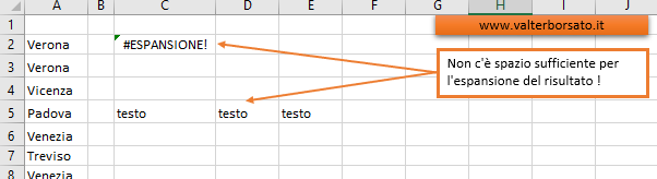Excel: La Funzione UNICI: Il codice di errore ESPANSIONE
