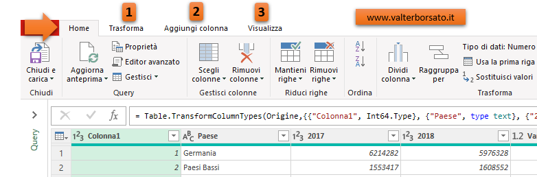 introduzione all'editor di Power Query