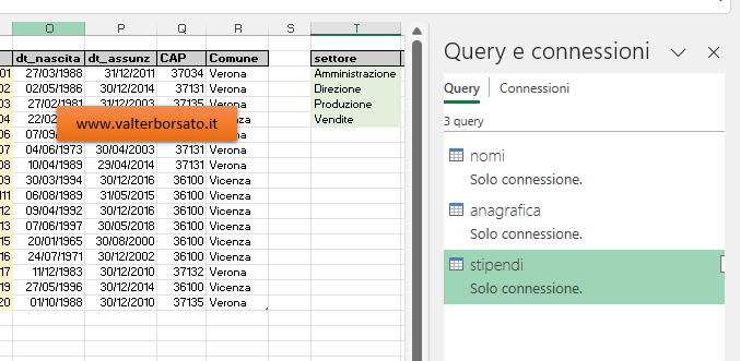 Impostazione connessioni