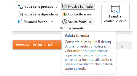 Comando Valuta Formula di Excel