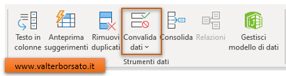 La convalida dati di Excel