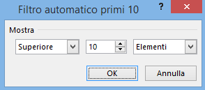 Excel filtrare tabelle e archivi |  Finestra di dialogo Personalizza Filtro automatico 