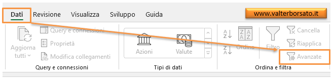 Applicare un Filtro avanzato di Excel