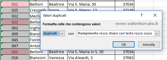 Evidenziare i valori duplicati nelle tabelle Excel con la Formattazione condizionale (Valori duplicati)