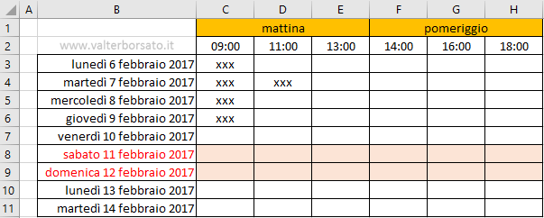 Creare un calendario personalizzato con Excel: creare un planning di lavoro con Excel