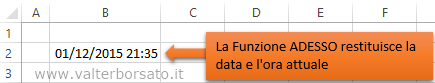 Le date in Excel  | La Funzione ADESSO