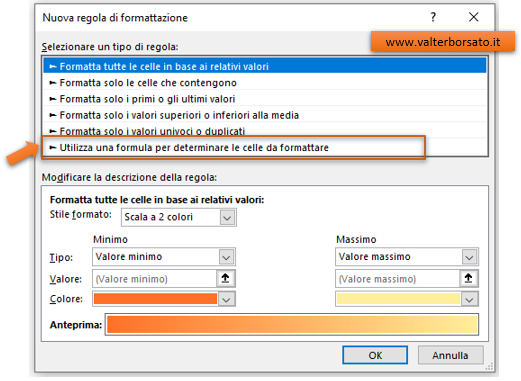 Applicare la Formattazione condizionale alle date attraverso l'applicazione di Formule e Funzioni: nuova regola di formattazione