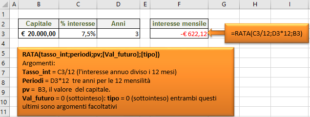 Excel funzioni finanziarie | La funzione RATA