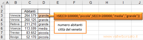 Esempi di applicazione della funzione Logica SE | Inserire testi nell'argomento Se_vero e Se_falso della Funzione SE