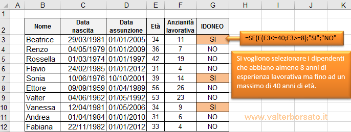 Esempi di applicazione della funzione Logica SE | Applicare il connettivo logico E su campi diversi