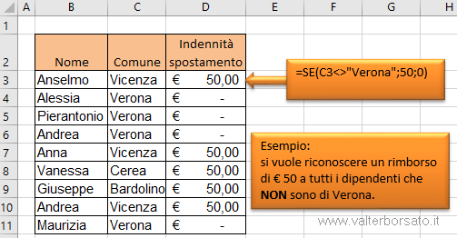 La Funzione logica SE di Excel | Applicare l'operatore logico diverso da