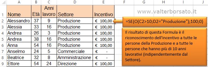 Nidificare la Funzione O come criterio di una Funzione Logica SE