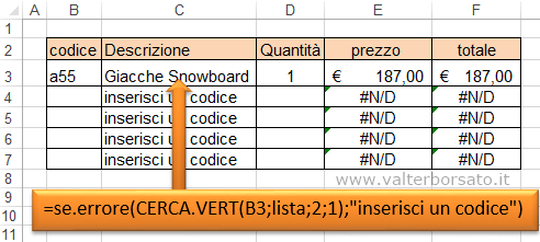 Excel | La funzione SE.ERRORE