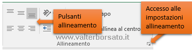 Excel testo a capo e allineamenti celle | Pulsanti allineamento e Accesso alle impostazioni allineamento