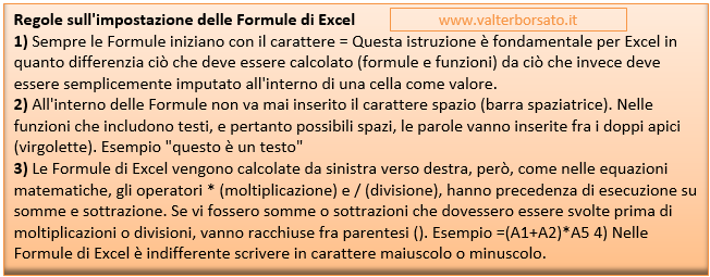 Le Formule Excel | Le Funzioni di Excel: regola impostazione formule e funzioni
