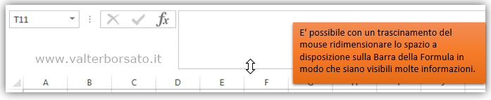 Ridimensionare lo spazio a disposizione sulla Barra della Formula di Excel