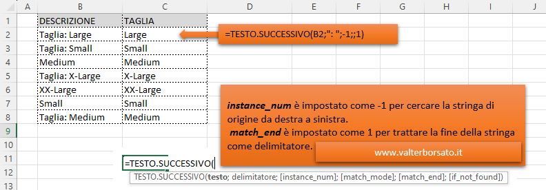 Secondo esempio. Se il delimitatore non viene trovato, restituire il testo originale