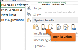 Convertire un testo in maiuscolo o minuscolo e sostituire l'originale con incolla valori