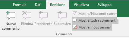 Excel commenti | Scheda Commenti della Barra Multifunzione di Excel