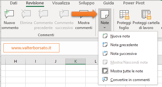 Personalizzare le note-commenti inserite nei fogli di Excel: inserisci note