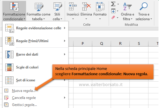 Applicare la formattazione condizionale con  una regola espressa da una Formula di Excel | Creare una nuova regola
