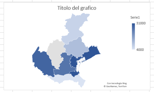 Creare in Excel un grafico con le mappe di Bing: risultato finale