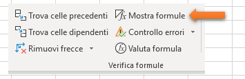 Visualizzare Formule e Funzioni sul Foglio di lavoro di Excel: Il comando Mostra formule del gruppo pulsanti Verifica formule