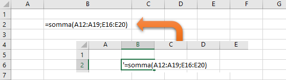 Visualizzare Formule e Funzioni sul Foglio di lavoro di Excel: anteporre l'apostrofo ad un funzione