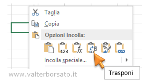 Excel: l'opzione trasponi