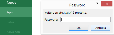 Excel sicurezza e protezione dati | Inserimento della Password