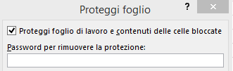 Excel | Finestra proteggi foglio di lavoro