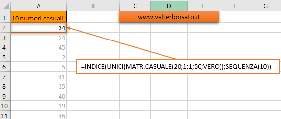 Come impostare una estrazione casuale, evitando la restituzione di valori doppi