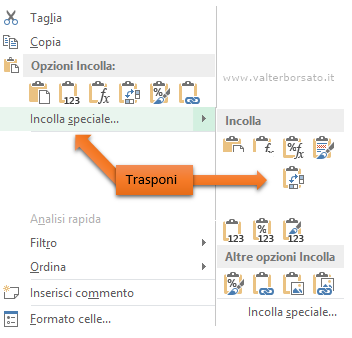 Excel Trucchi, scorciatoie e semplificazioni | Trasporre una tabella