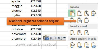 Excel Trucchi, scorciatoie e semplificazioni | Copiare la tabella e mantenere la dimensione delle colonne