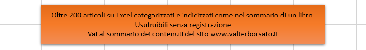 Indice - Sommario argomenti Excel del sito valterborsato.it